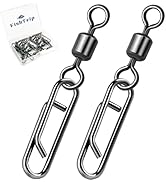 FishTrip Fishing Swivel Clips Power Clip,50pcs Rolling Swivels with Speed Clip Snaps,Quick Change...