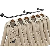 Jeasor Industrial Iron Pipe Clothes Hanging Bar DIY Wall-Mounted Garment Rack Heavy Duty Clothing...