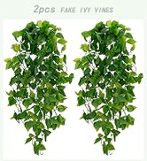 BLEUM CADE Fake Hanging Plants, 2pcs Artificial Hanging Plant, Faux Pothos Vines Hanging Plant Gr...