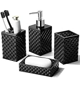 RYTOXILO Black Bathroom Accessories Set, 4 Pack Matte Black Bath Accessory Sets Complete, Acrylic...