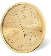 Barometer Thermometer Hygrometer 3-in-1 Wall Hanging,Ø17,5cm Aluminium Alloy Frame Weather Barome...