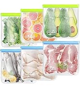 Reusable Gallon Freezer Bags - 6 Pack EXTRA THICK 1 Gallon Bags LEAKPROOF Gallon Storage Bags for...