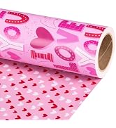 RUSPEPA Valentine's Day Reversible Wrapping Paper Roll, Mini Roll, Pink and Red Love Theme with H...