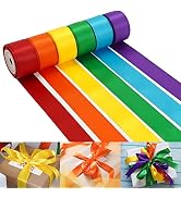 HUIHUANG Rainbow Satin Ribbon Fabric Satin Ribbon Rainbow Ribbon Set 1 Inch x 30 Yards Thin Satin...