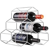Buruis 6 Bottles Metal Wine Rack, Countertop Free-Stand Wine Storage Holder, Space Saver Protecto...
