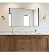 Ruomeng Rectangle Wall Mirror Frameless Bathroom Mirror 48” x 30" Beveled Edge Mirror for Vanity ...