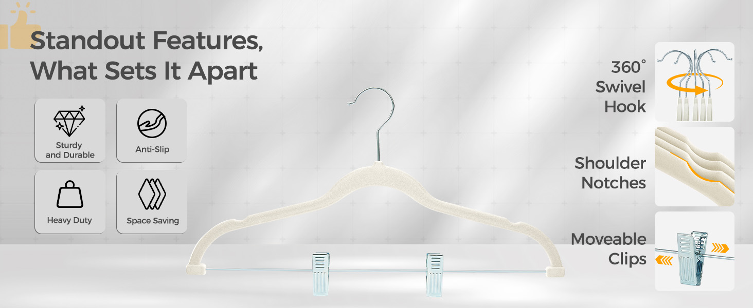 Heavy-Duty + Slim + Non Slip Suit Velvet Pant Hangers