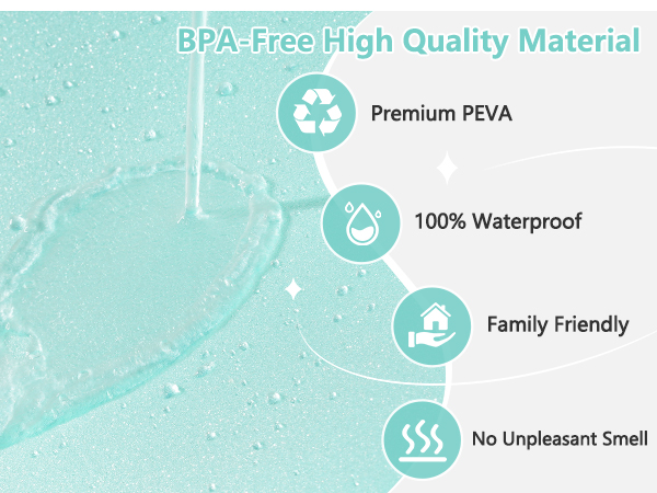 Seenus Aqua Green Waterproof Plastic Glitter Shower Curtain Sparkle PEVA with Magnets Bathroom