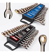DISEN 90 Teeth Ratcheting Wrenches Set 26 Piece, Fixed Head Combination Wrenches Metric 6MM-19MM ...