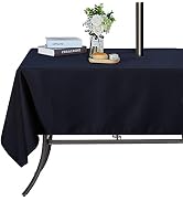SARAFLORA Outdoor and Indoor Tablecloth -60x84 inch Navy, Wrinkle Free Washable Waterproof Table ...