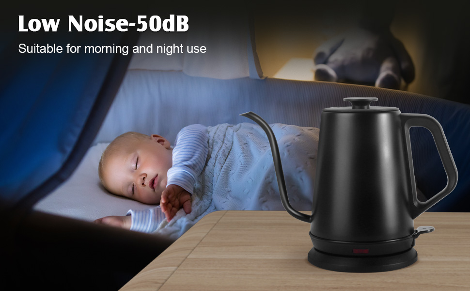 1L Electric Gooseneck Kettle, Tea Kettle for Boiling Water, Gooseneck Electric Kettle for Coffee