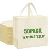 50pcs Reusable Non Woven Shopping Totes with Handles - Large Reusable Bags