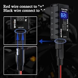 BATIGE Motorcycle USB Charger SAE To USB Adapter Quick Charge Type C and USB 3.0 connect