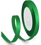 HimBen 3/8 Inch 25 Yards Satin Ribbon Green, Solid Color Fabric Ribbon for Gift Wrapping, Wedding...