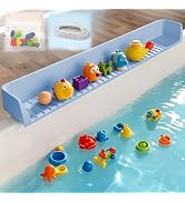SEUNGCH Extra Long White Bathtub Splash Guard Splash Guard Silicone Toy Shelf Holder Prevent Wate...