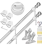 ZMTECH Flag Pole - Upgraded Bracket, (2 Packs) 6 FT Stainless Steel Flag Poles for Outside House,...