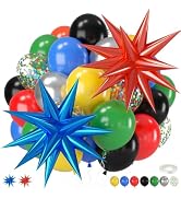 Black and Red Yellow Blue Balloons, 12 Inch Black Red Yellow Blue Green Metallic Silver Confetti ...