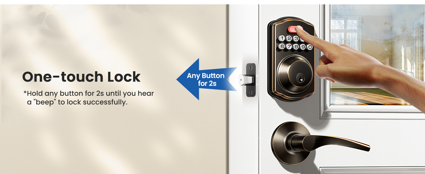 keyless entry door lock with handle