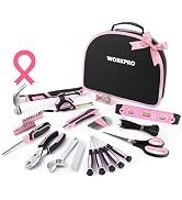 WORKPRO Pink Tool Kit - Hand Tool Set with Easy Carrying Round Pouch - Durable, Long Lasting Chro...