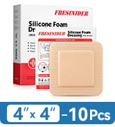 FRESINIDER Silicone Foam Dressing with Adhesive Border – Wound Dressing Bandage – Silicone Foam P...