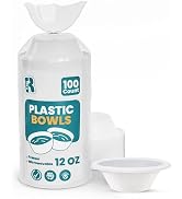 R-kay 12 Oz Plastic Bowls - 100 Count Microwavable Disposable Bowls - Strong Heavy Duty And Sturd...