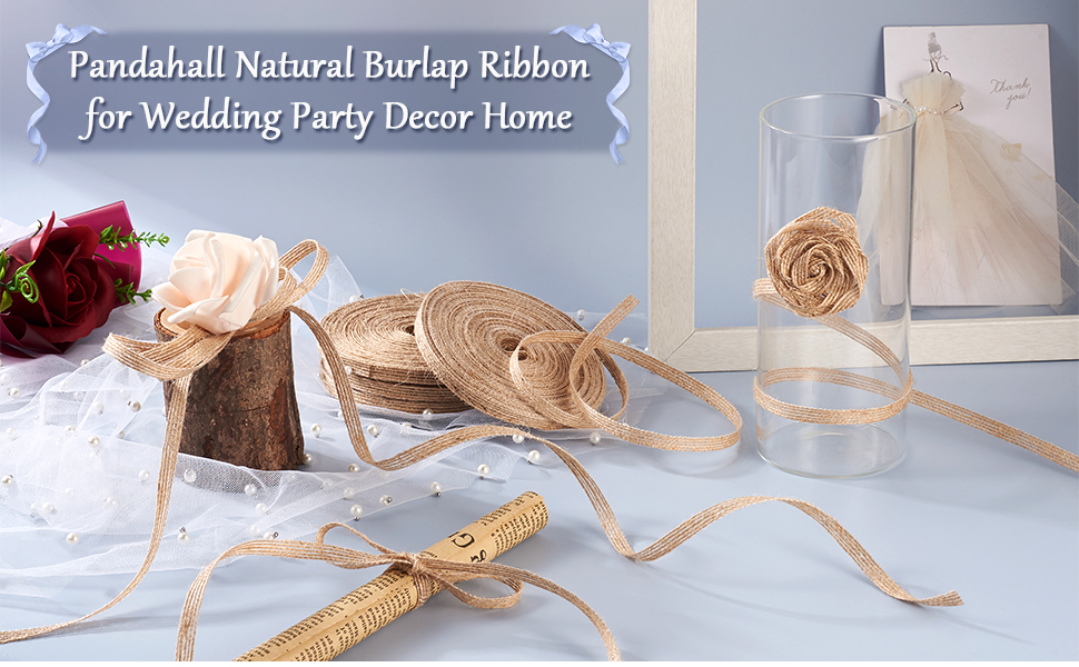 burlap fabric ribbon natural thin ribbon for crafts weeding ribbon trim craft wrapping ribbon