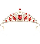 CAVETEE Crown and Tiara for Women,Princess Tiara Red Heart Crystal Rhinestone Crown happy birthda...