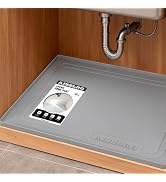 Aisslro Under Sink Mat 25" X 19", Waterproof Silicone Under Sink Mats for Kitchen, Anti-Leak Shel...
