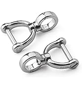 TISUR D-Rings with Screw Shackle Horseshoe U Shape Key Ring DIY Leather Craft Purse 2 pcs