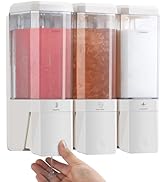 Shampoo and Conditioner Dispenser 3 Chamber No Drill Shampoo Dispenser for Shower Wall Mounted Sh...