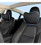 TOPABYTE Car Headrest Pillow Genuine Nappa Leather Softness Car Neck Pillow for Accessories Seat ...