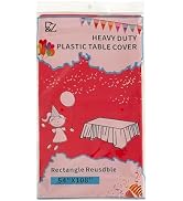 D&Z Red Disposable Plastic Tablecloth for Rectangle Tables - 12 Pack, 54 x 108 inch Table Cloths ...