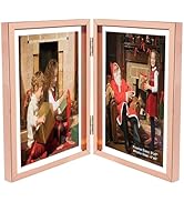 Golden State Art, Rose Gold 5x7 Hinged Double Frame - Floating Frame for 4 x 6 or Smaller Photos ...
