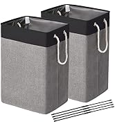 ELONG HOME Laundry Basket 2 Pack, 75L Hamper with Support Rods and Rope Handles, Freestanding, Li...