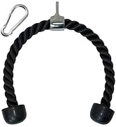 Evelots Tricep Rope-28 Inch Cable Fitness Machine Attachment-Pull Down Workout Rope with Steel Ca...