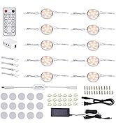 LABOREDUCER LED Dimmable Under Cabinet Lighting Plug in,10 Pack Linkable Puck Lights with Remote ...
