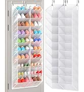 UVIAHOMI 30 Pairs Over the Door Shoe Organizer, Breathable Mesh Pocket Hanging Shoe Storage for C...