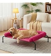 Cooling Elevated Dog Bed for Large Dogs, Outdoor Raised Dog Beds Portable Dogs Cot Bed W/Breathab...