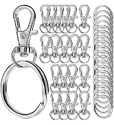 LEOBRO 40PCS Metal Swivel Snap Hooks with Key Rings, 20PCS Small Lobster Claw Keychains Clasps an...