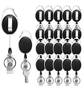 Diateklity 20 Pack Retractable Badge Holder with Carabiner Reel Clip, Bulk ID Card Key Holder wit...