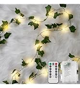 suddus 33FT 100LED Ivy Vine Fairy Lights Battery Operated Copper Wire | String Lights with Remote...