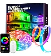 KSIPZE Outdoor led Strip Lights Waterproof IP68, RGB Outdoor led Lights with Button & Bluetooth A...
