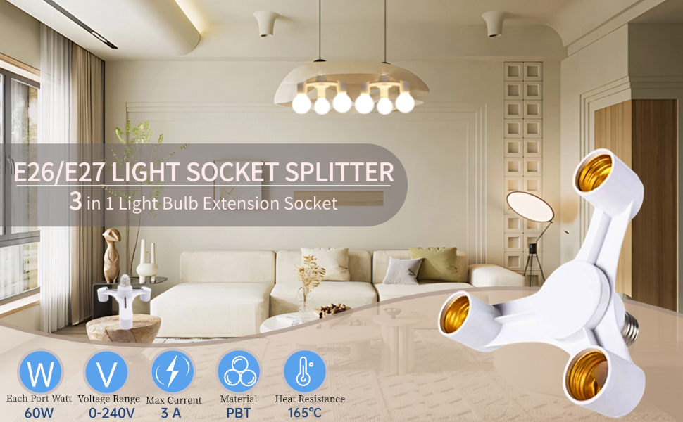 3 in 1 light scoket splitter