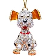 Dog Ornaments for Christmas Tree, Handmade Metallic Ornament with Rhinestone, Cute Pet Decor, Bea...