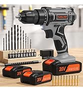 Cordless Drill, 20V Power Drill, Double 2000mAh Power Pack Electric Drills, Cordless Drills with ...