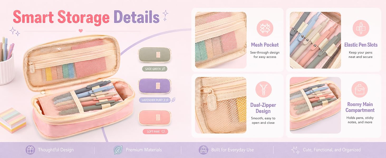 Aesthetic School Supplies with Pencil Pouch - 27Pcs Cute College Essentials Set