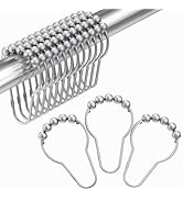Amazer Shower Curtain Hooks, Decorative Shower Curtain Hooks Rust Proof Stainless Steel Shower Cu...