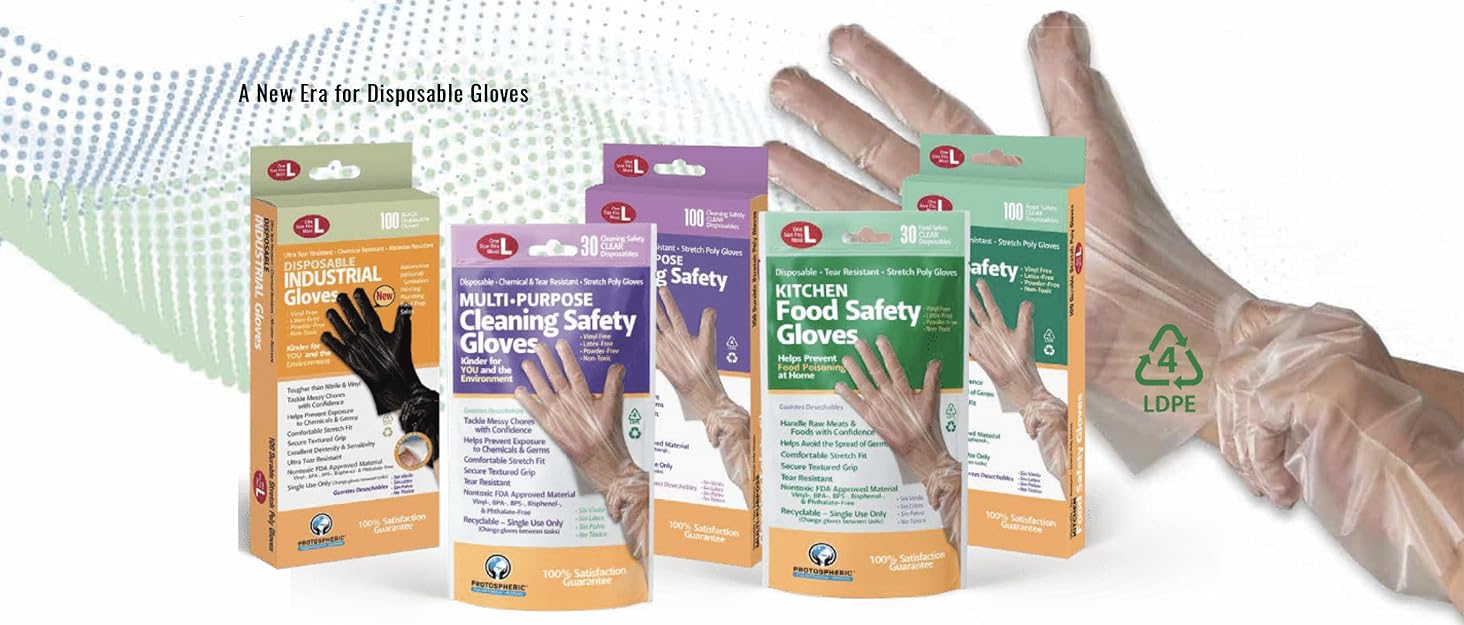 a new era for disposable gloves, thinner, stronger, superior tear and leak resistance, economical
