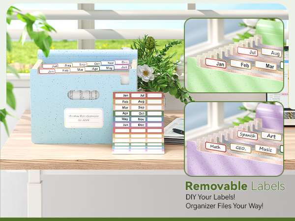 Accordion File Organizer, 12 Pockets Wheat Straw Expanding File Folders