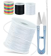 Black White Colorful FIVEIZERO Elastic Bracelet String,1mm,1.2mm,1.5mm 3 Rolls Elastic Cord for B...